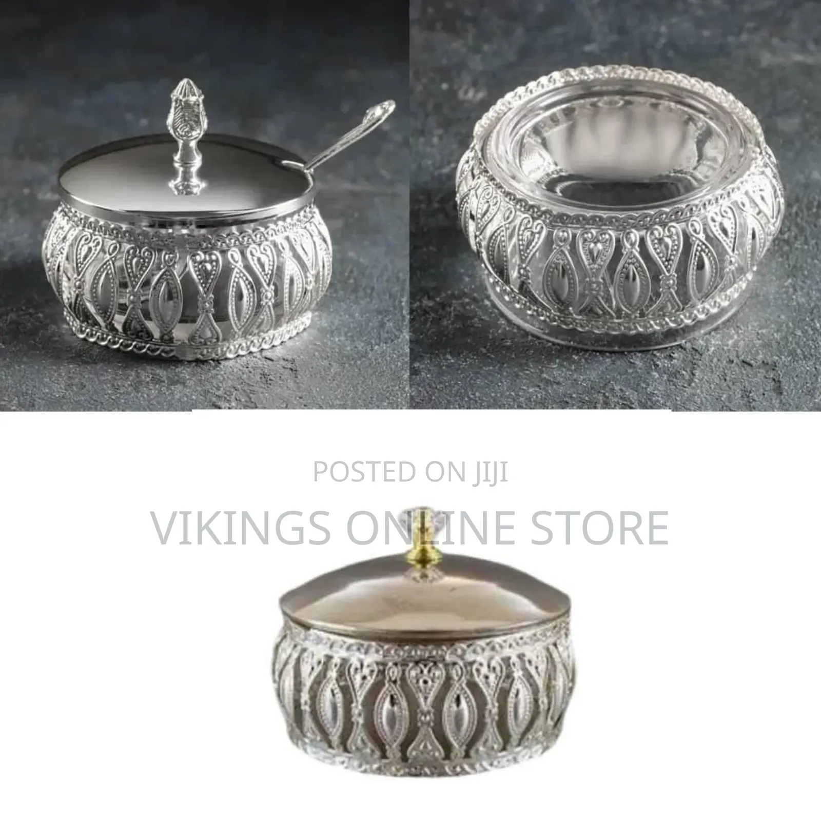Elegant Ornate Lidded Serving Bowl / Candy Dish - Multicolor