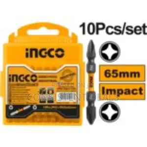 Ingco 10 Pcs Impact Screwdriver Bit Screw Ph2 + Ph2 65mm Set