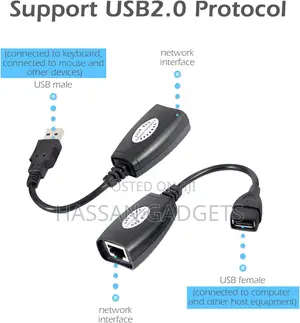 Usb Extender Over Rj45 Cat 6/5/5e, Ethernet Splitter to Usb Extension