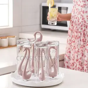 Draining Cup Storage Rack Holder Space Saving Rotating Water Cup Rack