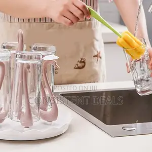 Draining Cup Storage Rack Holder Space Saving Rotating Water Cup Rack