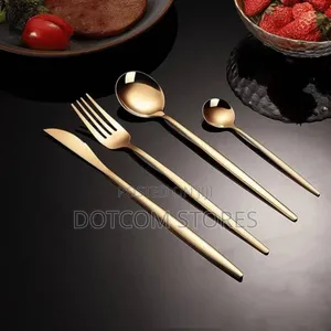 24-Piece Gold Stainless Steel Dinnerware Set,