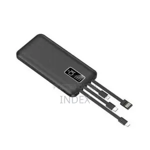 10000mah Power Bank With 4 Different Charging Cables - Black