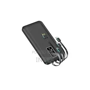 10000mah Power Bank With 4 Different Charging Cables - Black