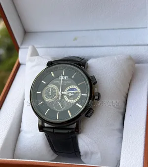 Full Black Genuine Leather Strap Men's Automatic Patek Philippe Watch