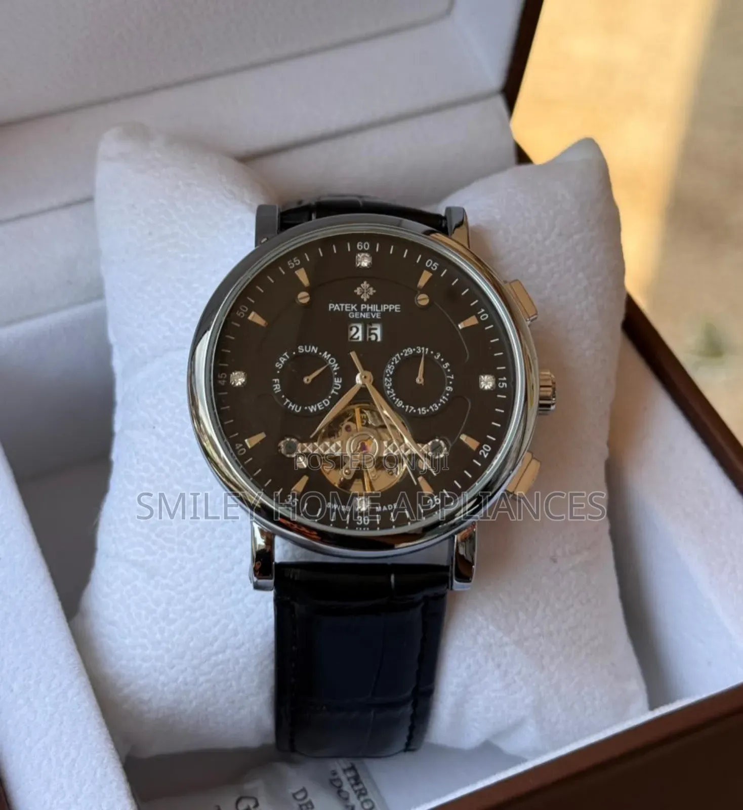Diamond Face Patek Phillipe Geneva Men's Classy Wrist Time Piece
