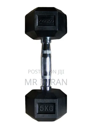 5kg Hexagonal Rubber Dumbbell.