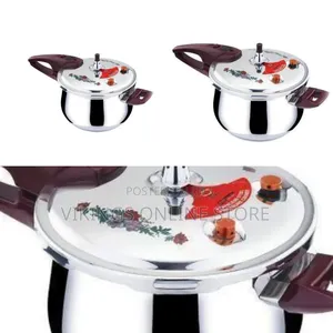 Premium Stainless Steel Pressure Cooker With Floral Detail -Multicolor