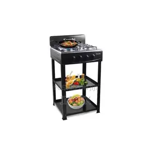 Saachi 4 Burner Gas Stove With Shelves-Black
