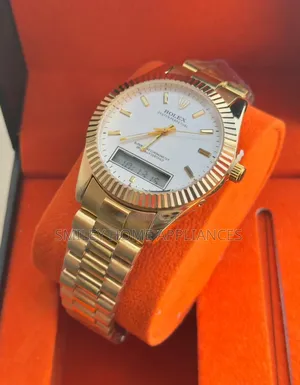 White Dial Golden Strapped Automatic Rolex Time Piece at Discount