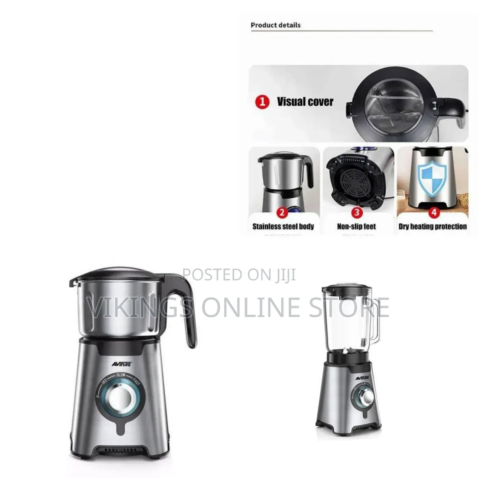 Avinas Multifunction Food Processor and Blender System - Multicolor