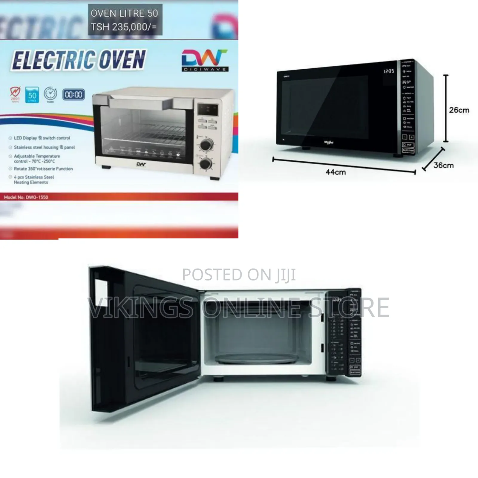 Digiwave High-Capacity Electric Oven With Rotisserie - Multicolor