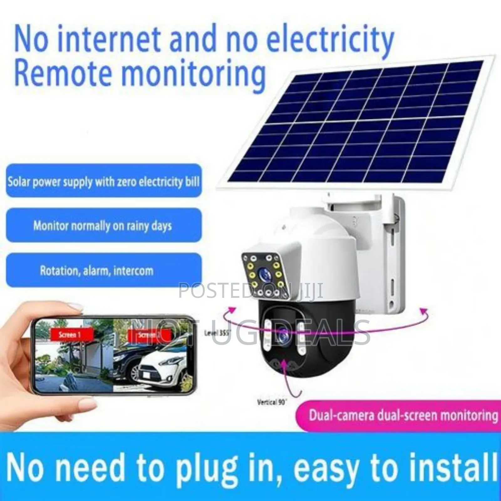 Dual Lens Solar Camera, No Power, No Network, Outdoor Remote Ai Camera