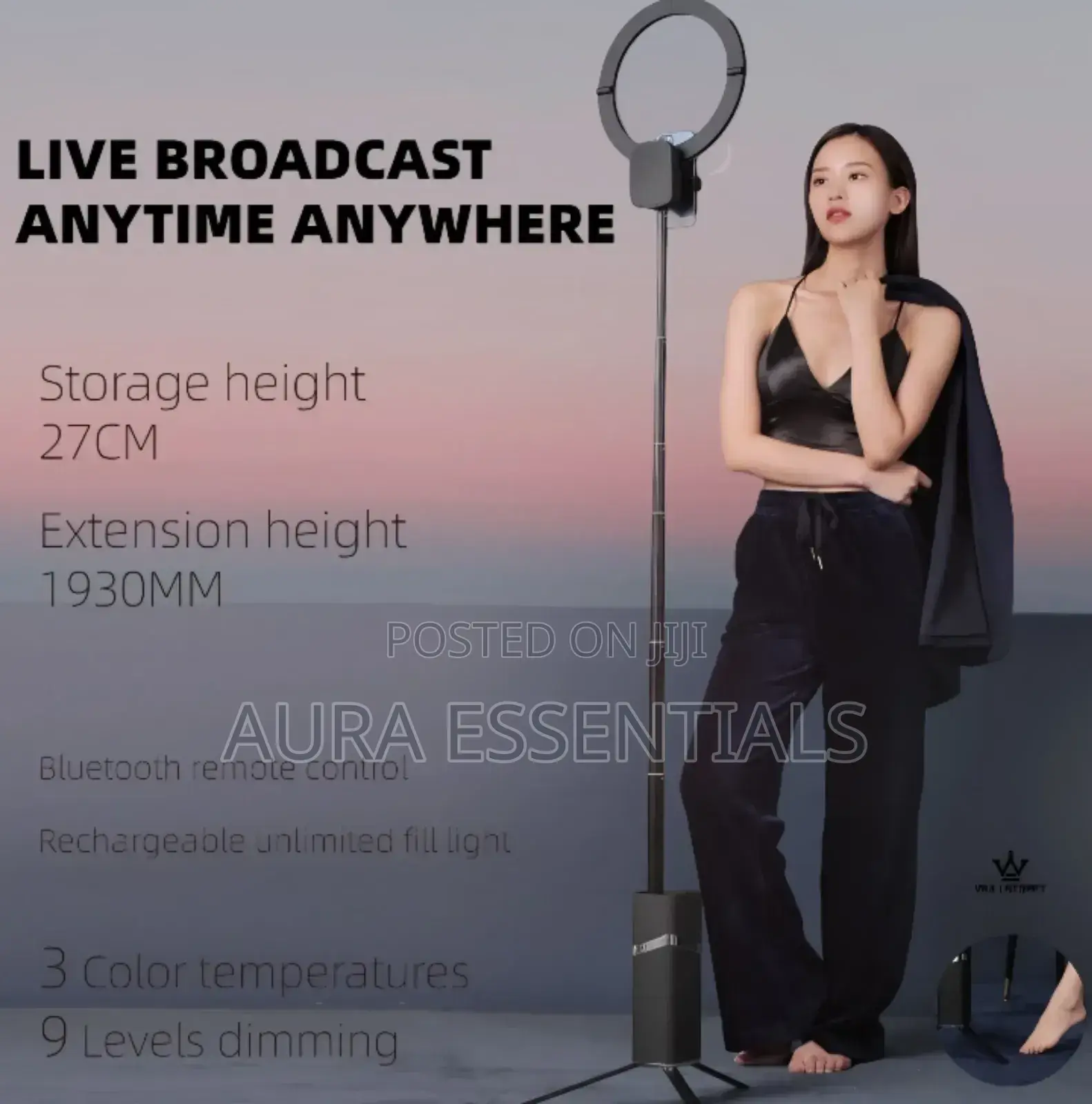 10inch Portable Foldable Rechargeable Ring Light