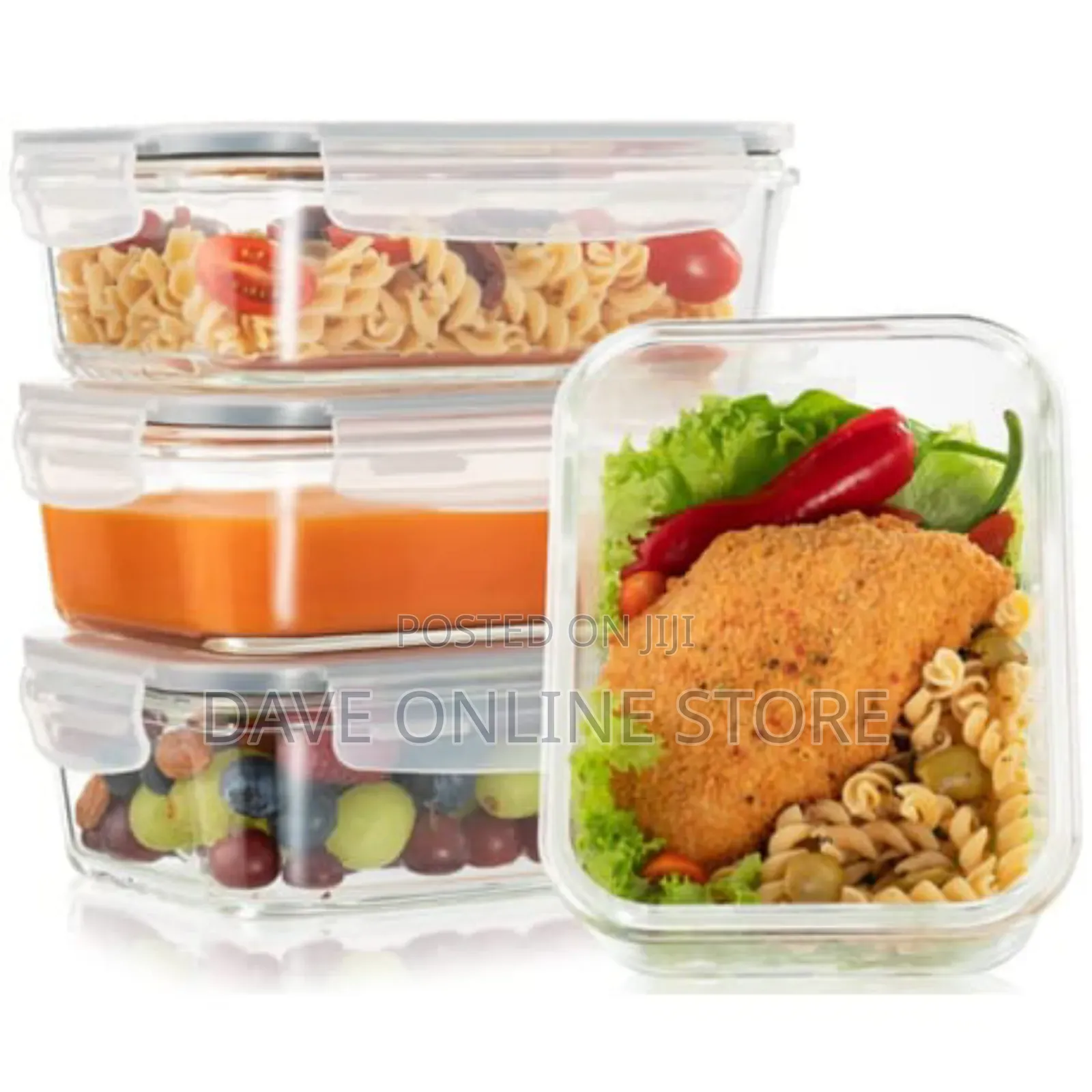 Leak-Proof Oven Safe Glass Food Containers - 680ml - 3 Pack. Set