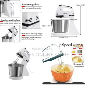 Sokany Hand and Stand Mixer With Stainless Steel Bowl - Multicolor