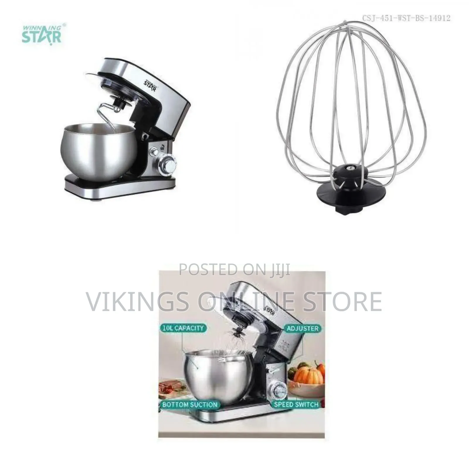 Winningstar Professional High-Performance Stand Mixer - Silver