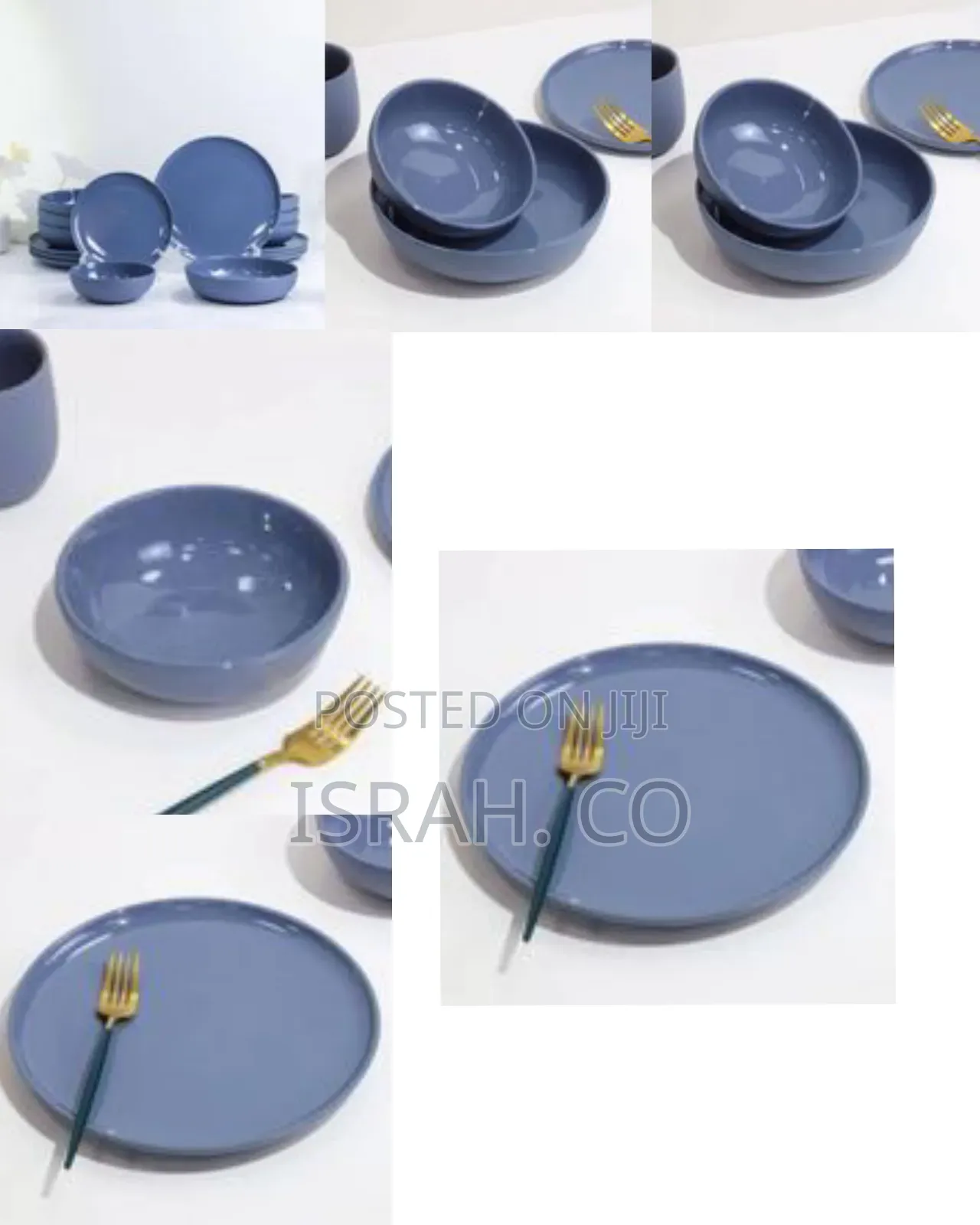 24pcs Mat Design Plates Bowls Cups Sideplate Dinnerware Set