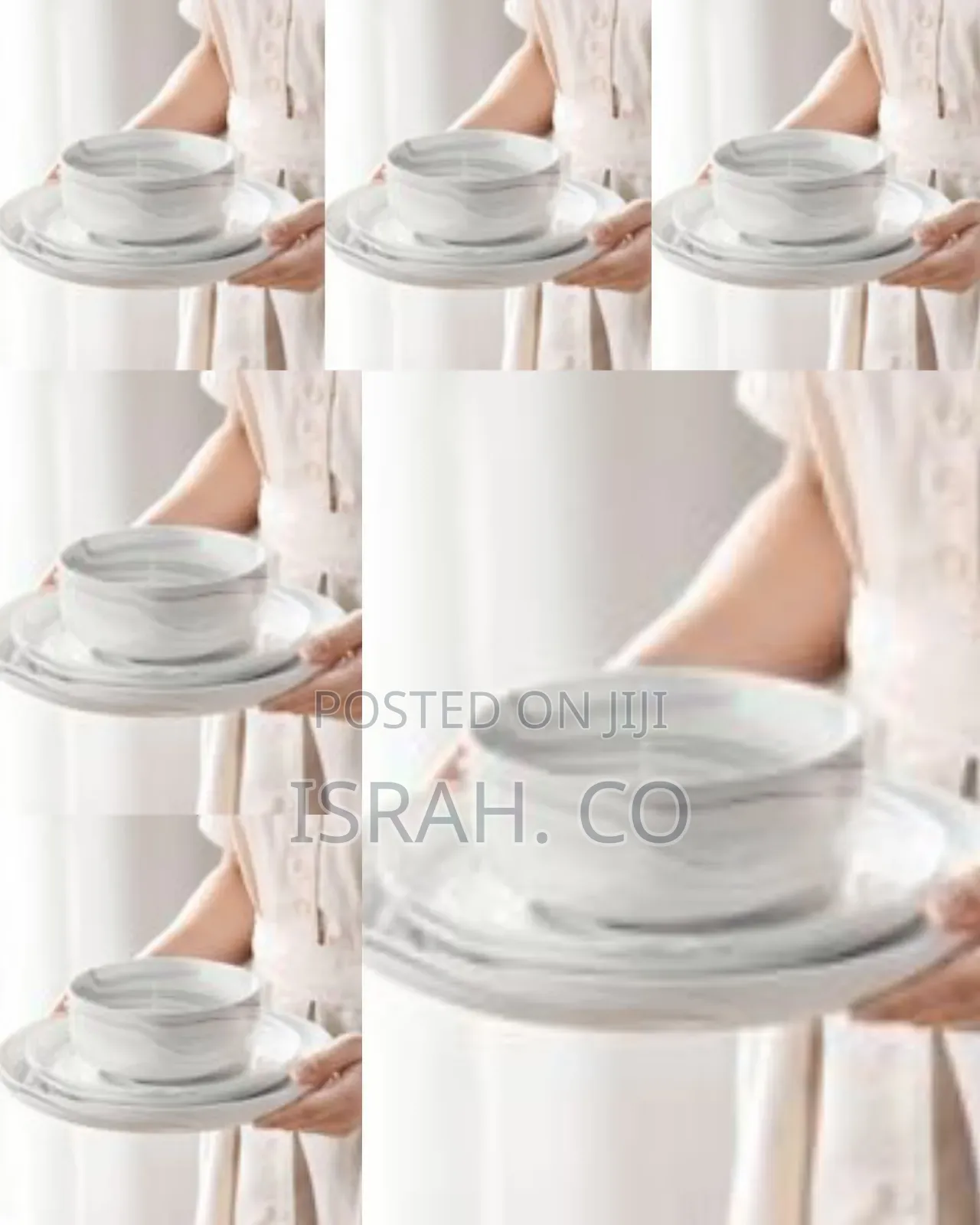 18 Piece Porcelain Chip Resistant Dinner Sets for 6 People, Marble