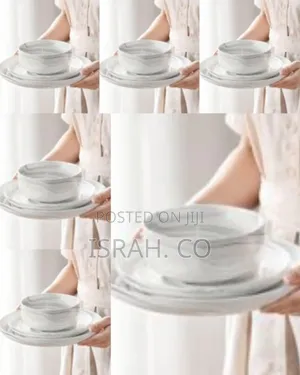 18 Piece Porcelain Chip Resistant Dinner Sets for 6 People, Marble