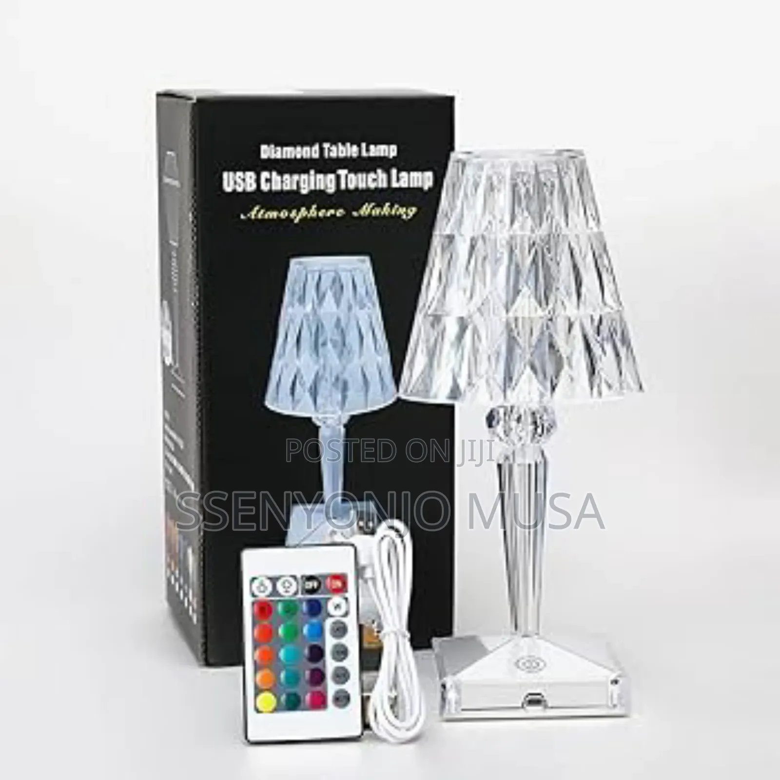 RGB Crystal Led Table Lamp – Rechargeable, Touch Remote Control