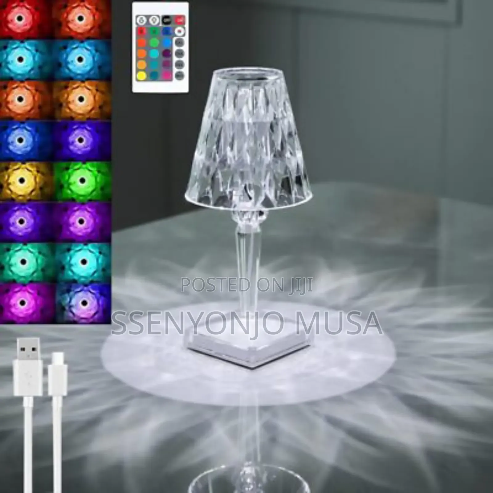 RGB Crystal Led Table Lamp – Rechargeable, Touch Remote Control