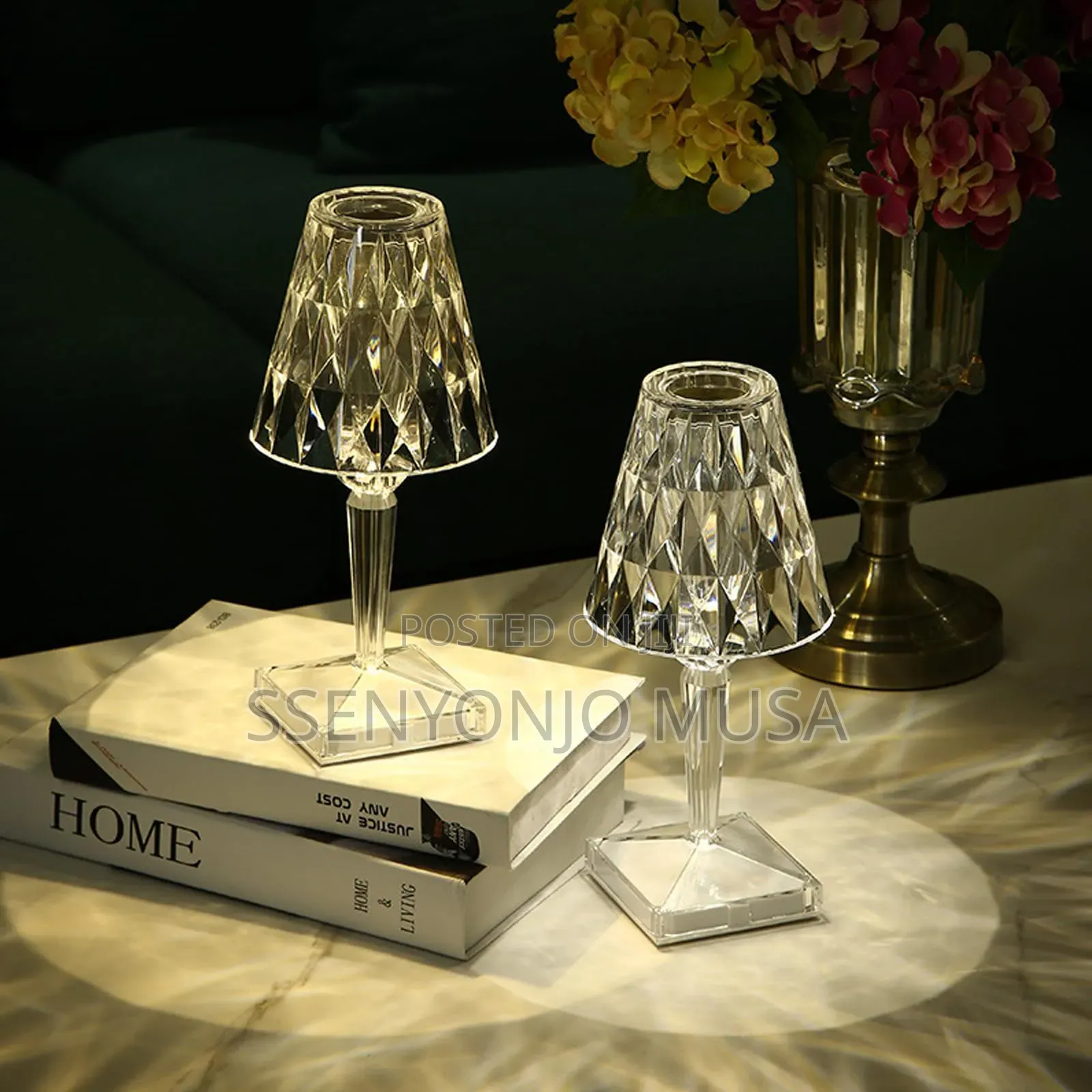 RGB Crystal Led Table Lamp – Rechargeable, Touch Remote Control