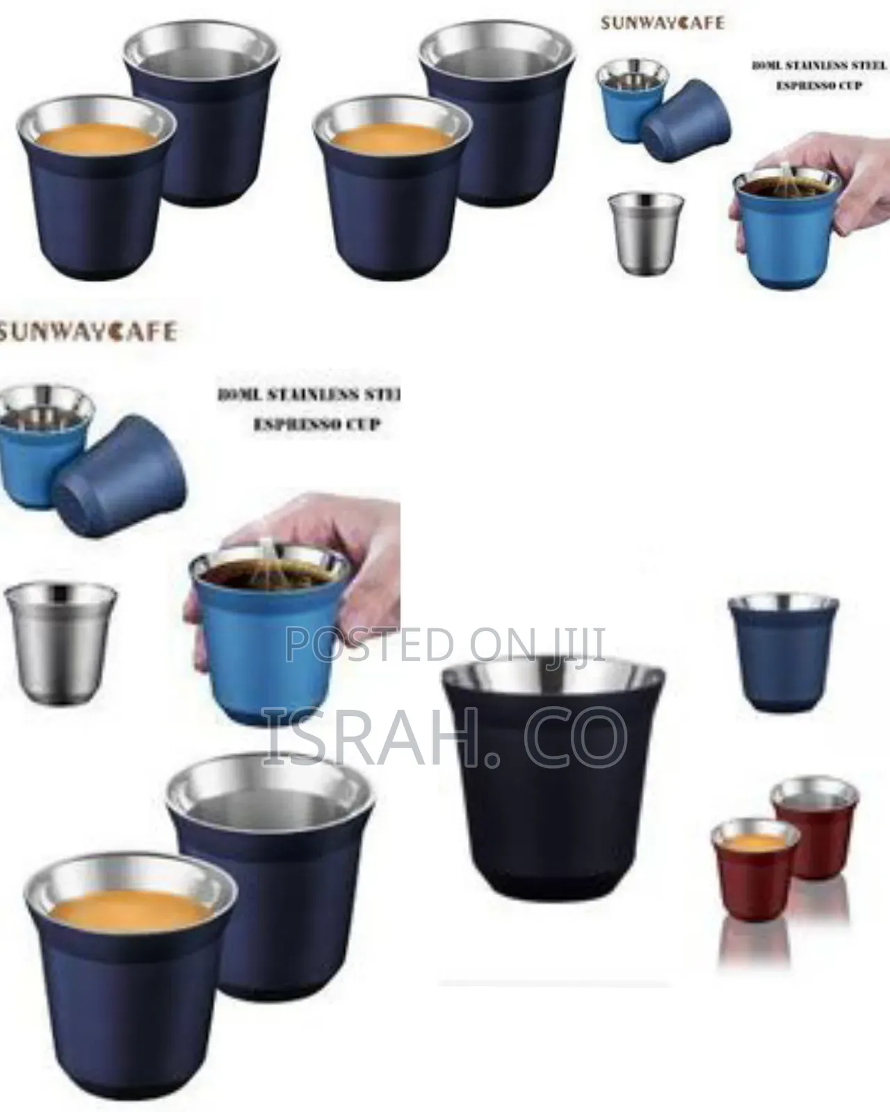Espresso Cups Stainless Steel Set of 2 Pieces 80 Ml Double-Walled