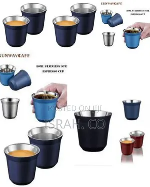 Espresso Cups Stainless Steel Set of 2 Pieces 80 Ml Double-Walled