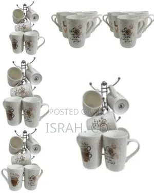 6-Piece Mug Sets 380ml Porcelain Brown Dotted Patterned Coffee Tea