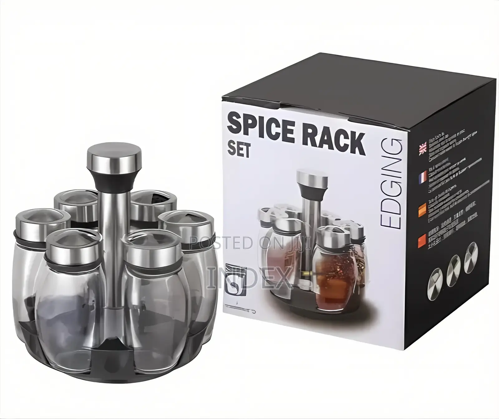 6pcs Spice Rack Jars With Rotating Stand