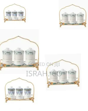 Life Smile 3 Piece Ceramic Sugar Bowl Coffee Tea Canister Storage