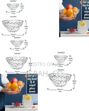 Delisoga 7 Piece Crystal Glass Bowl Set Decorative Fruit Bowl