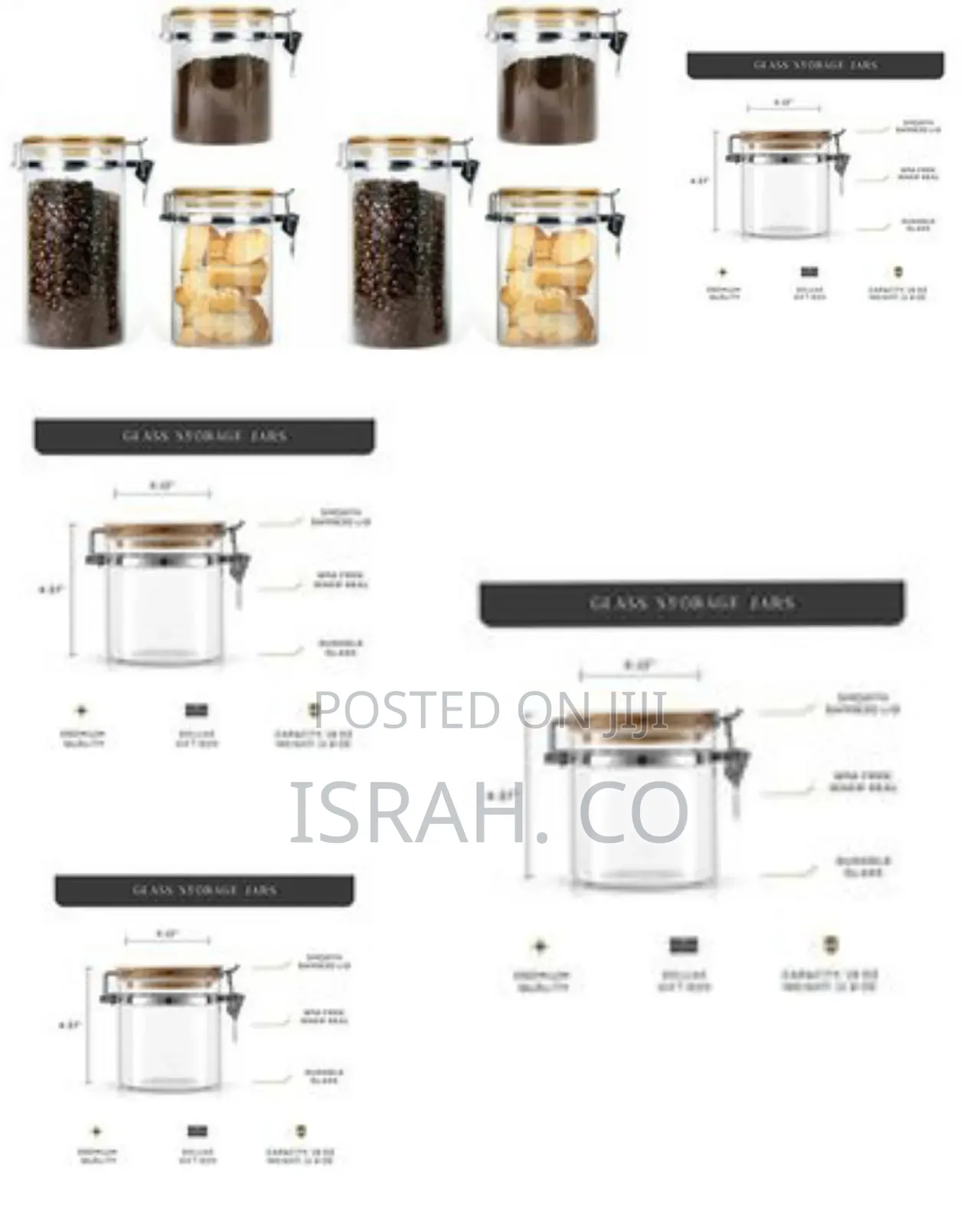 3pc Airtight Storage Pantry Food Glass Jars With Bamboo