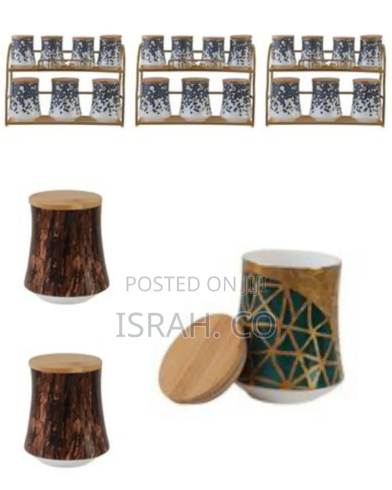 Life Smile 7 Piece Ceramic Sugar Bowl Coffee Tea Canister Storage