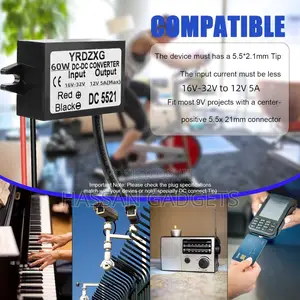 Dc 24v to 12v 5a Power Adapter Conversion, With 5.5mmx2.1mm Dc