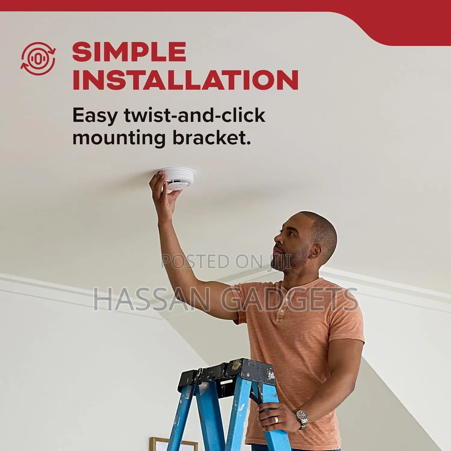 Smoke Detector, 10-year Battery Powered, With Led Status Lights, 85 Db