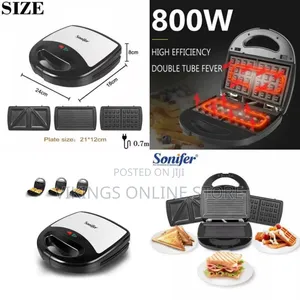 Versatile 3-in-1 Sandwich Maker, Waffle Iron, and Grill - Multicolor