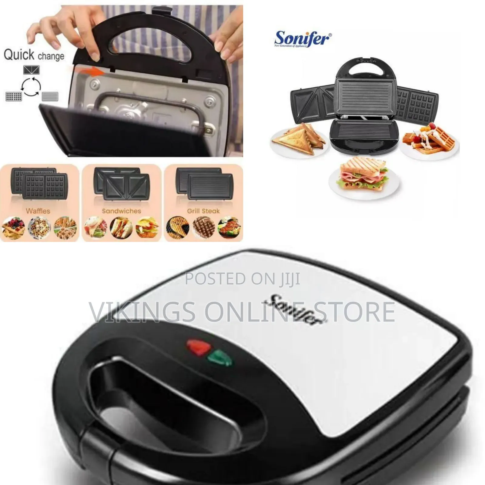 Sonifer Sf-6050 3-in-1 Multi-Functional Sandwich Maker, Waffle Iron