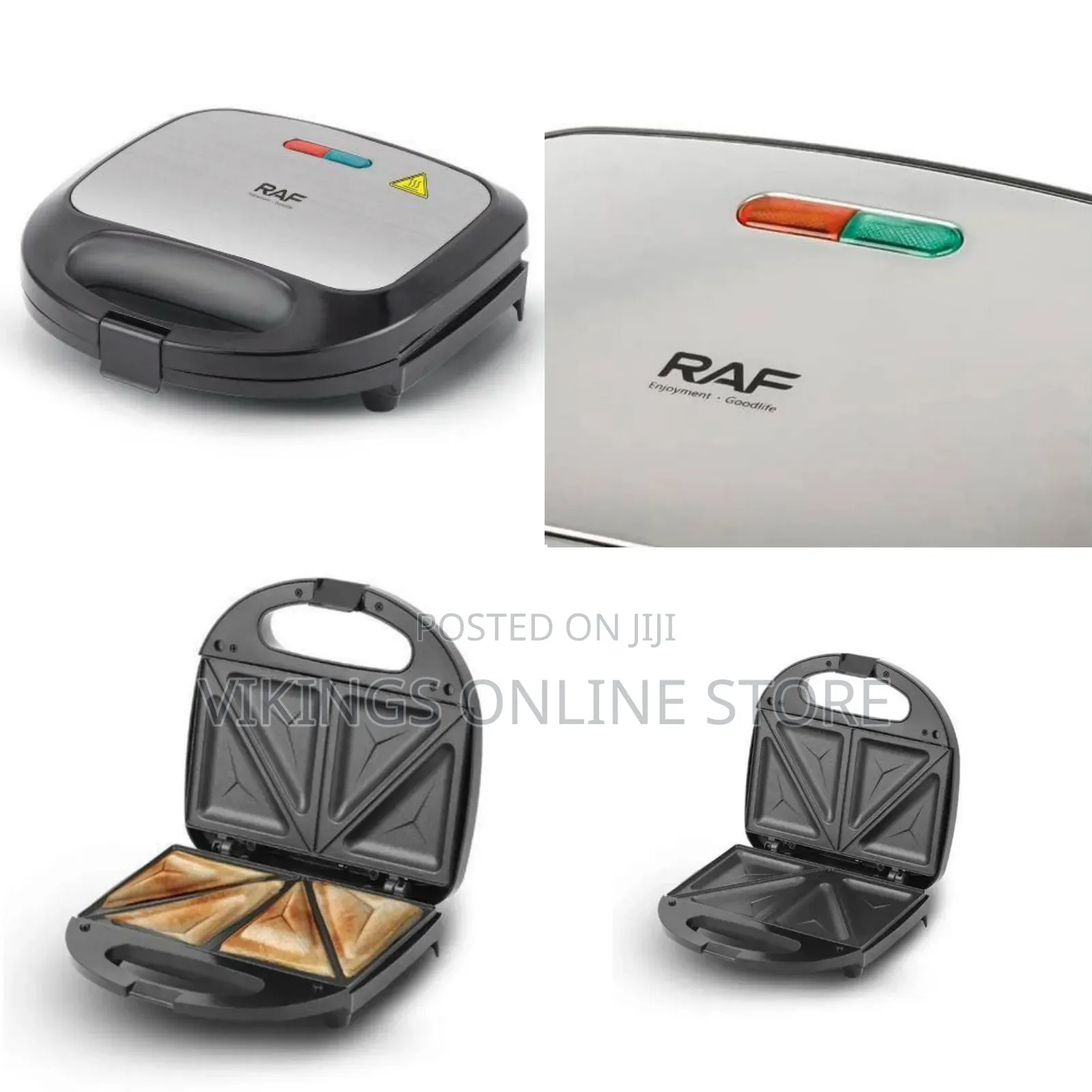 Raf 2-Slice Electric Sandwich Maker With Non-Stick Plates - Multicolor