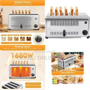 High-Capacity Stainless Steel Toaster - Multicolor