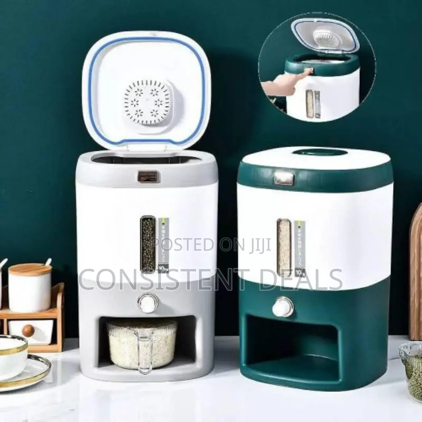 Press-type Kitchen Rice Grain / Cereal  Container