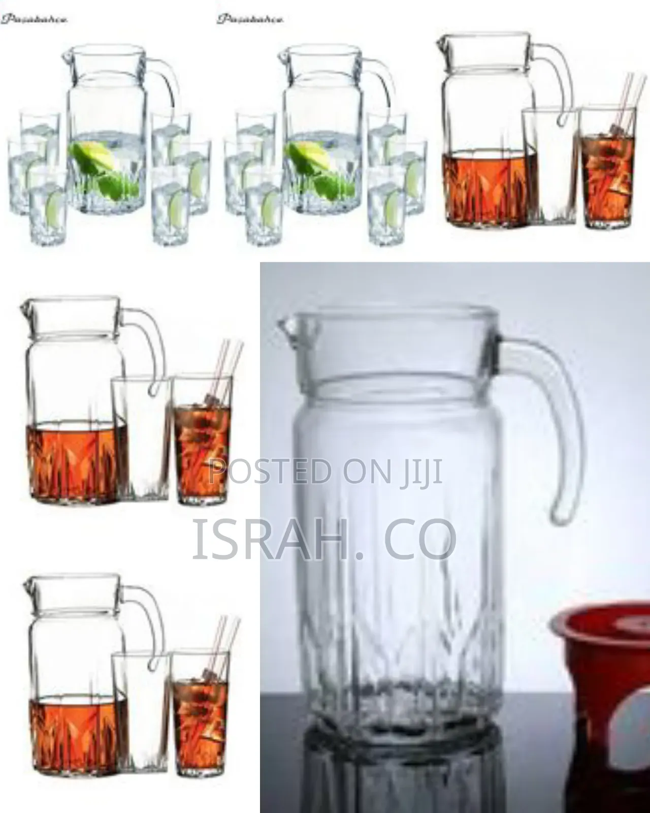 7 Piece Karat Pitcher Water Set, 1 Jug and 6 Juice Glasses Drinkware-