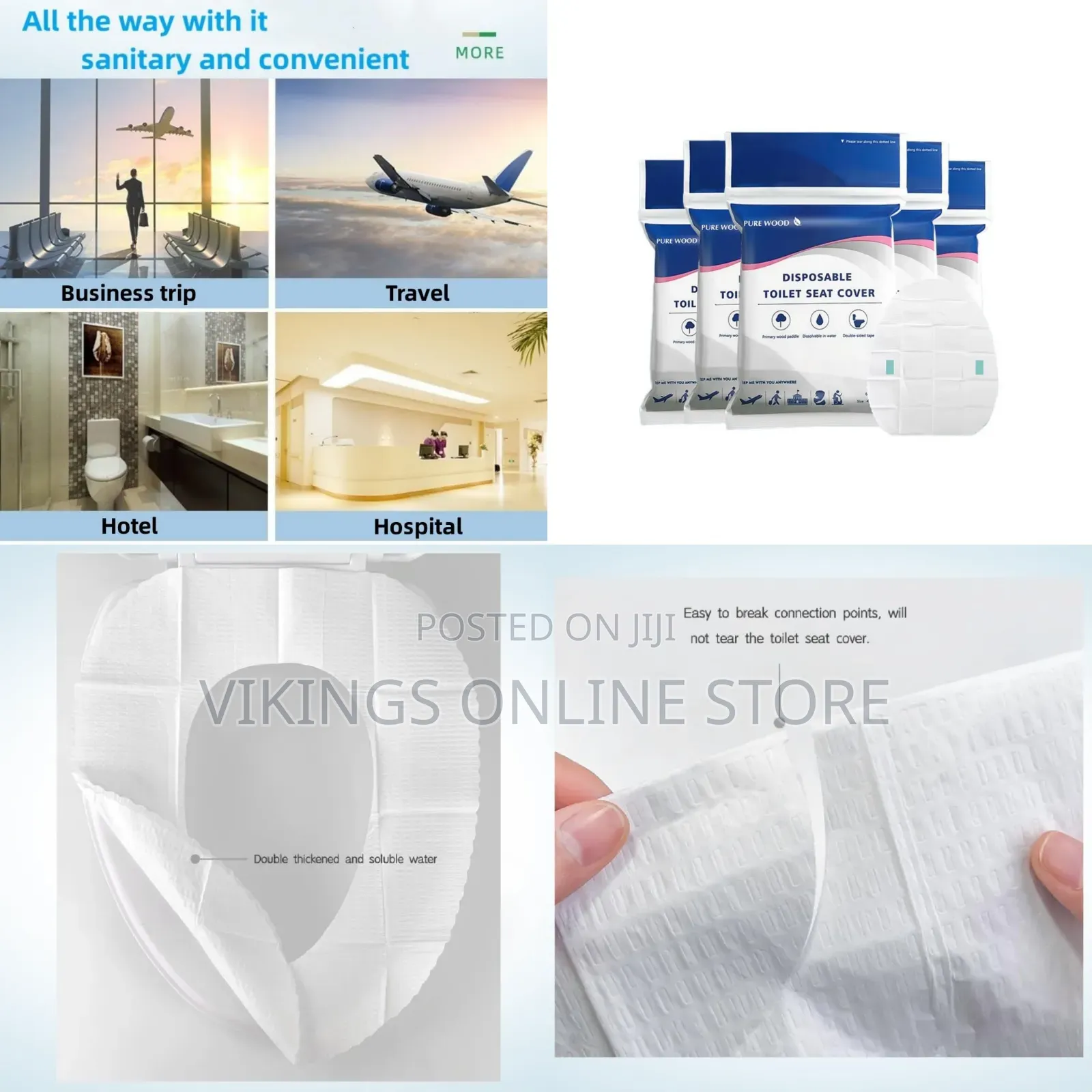 60 PCS Double Disposable Paper Toilet Seat Covers for Adults