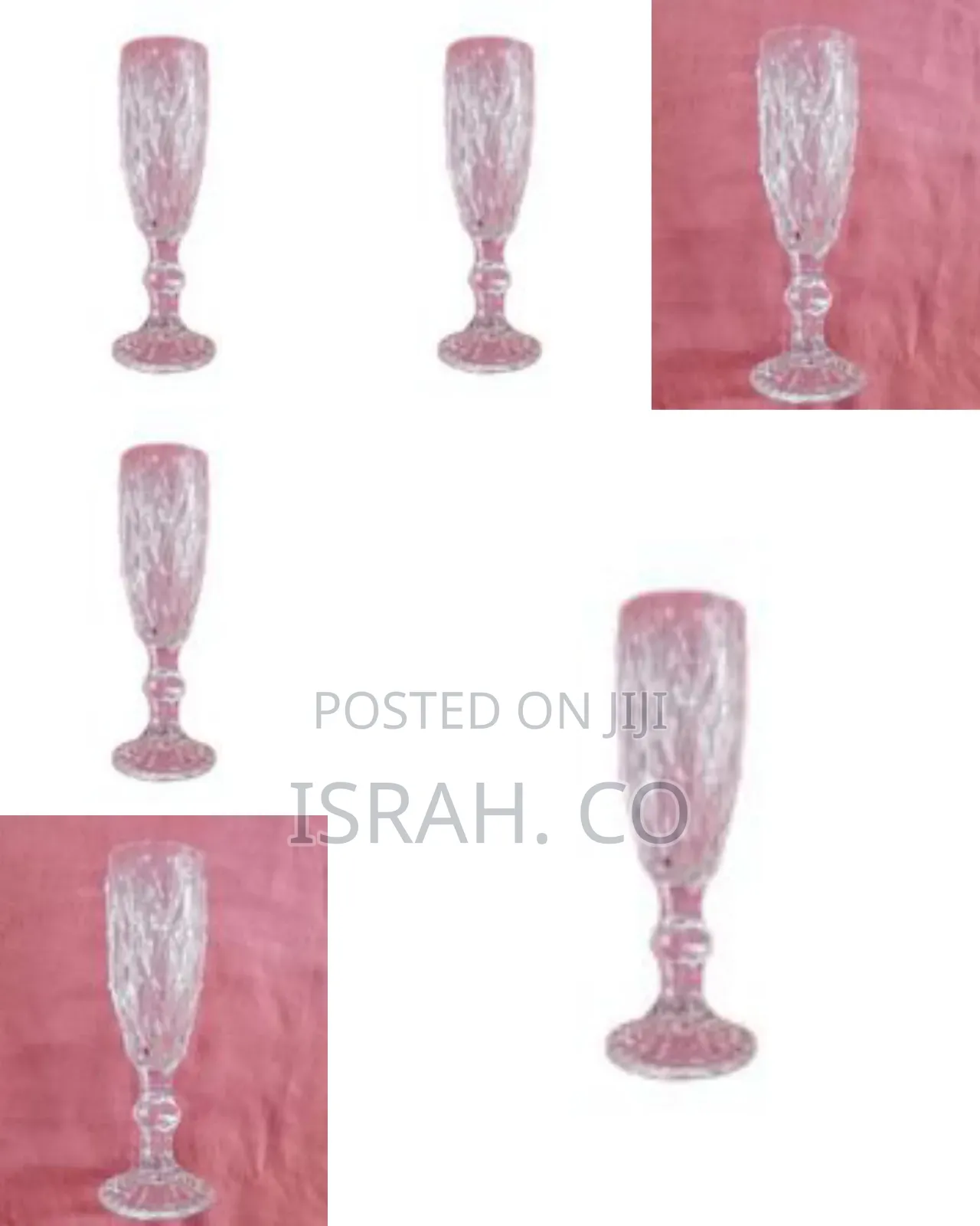 6 Pieces of Long Diamond Design Wine Glasses-Colorless