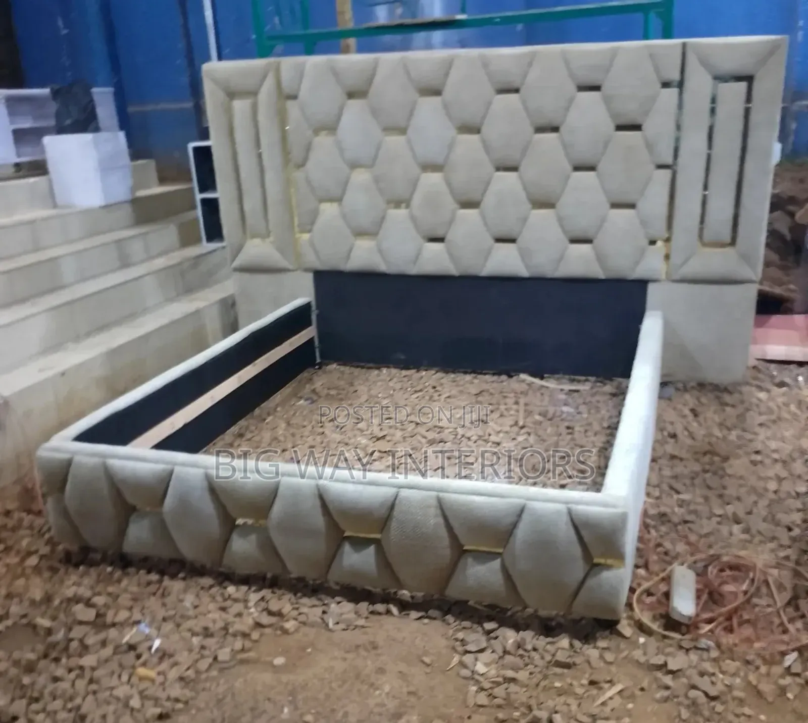Cream Geometric Bed Five by Six