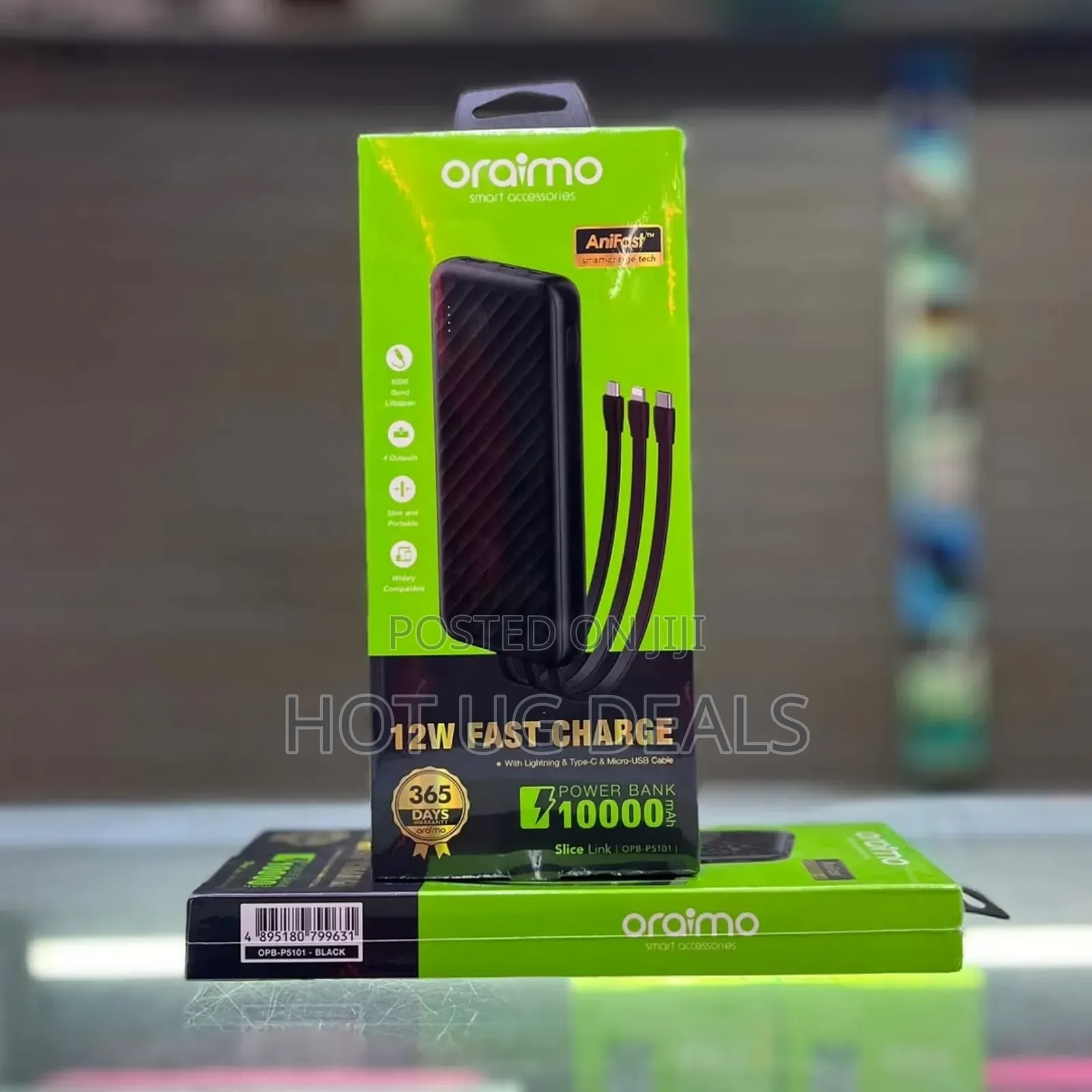 Oraimo Power Bank 10000mah With  Charging Cables