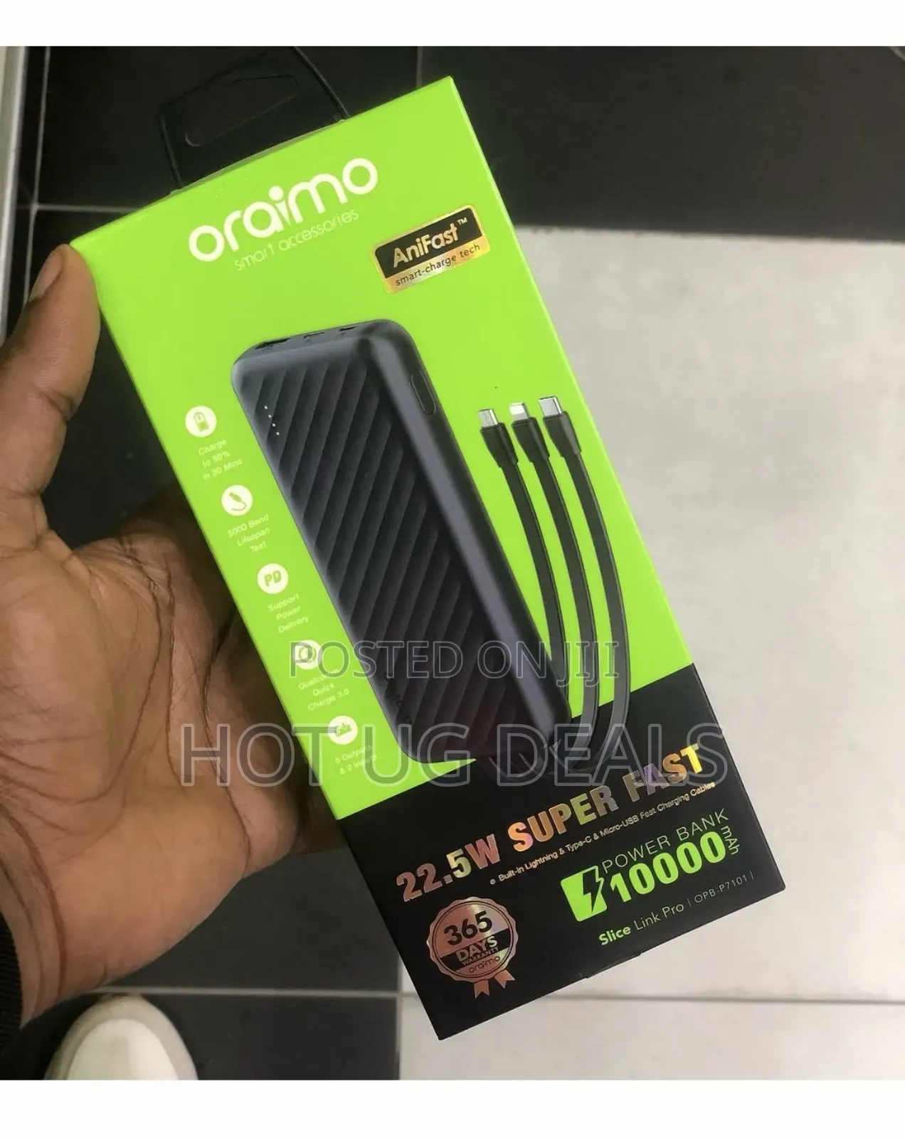 Oraimo Power Bank 10000mah With  Charging Cables