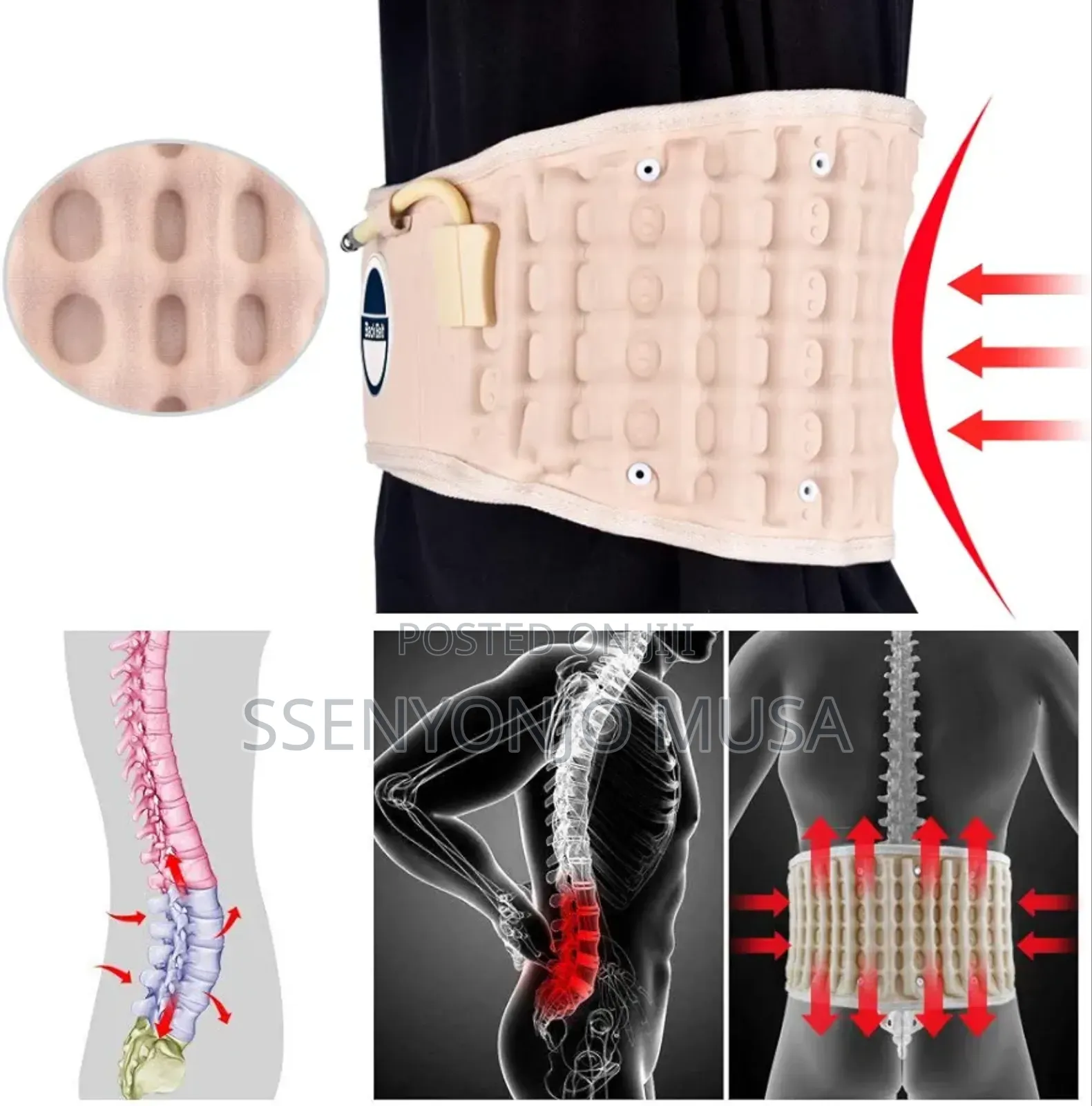 Inflatable Lumbar Support Belt With Air Pump – Adjustable Back Pain