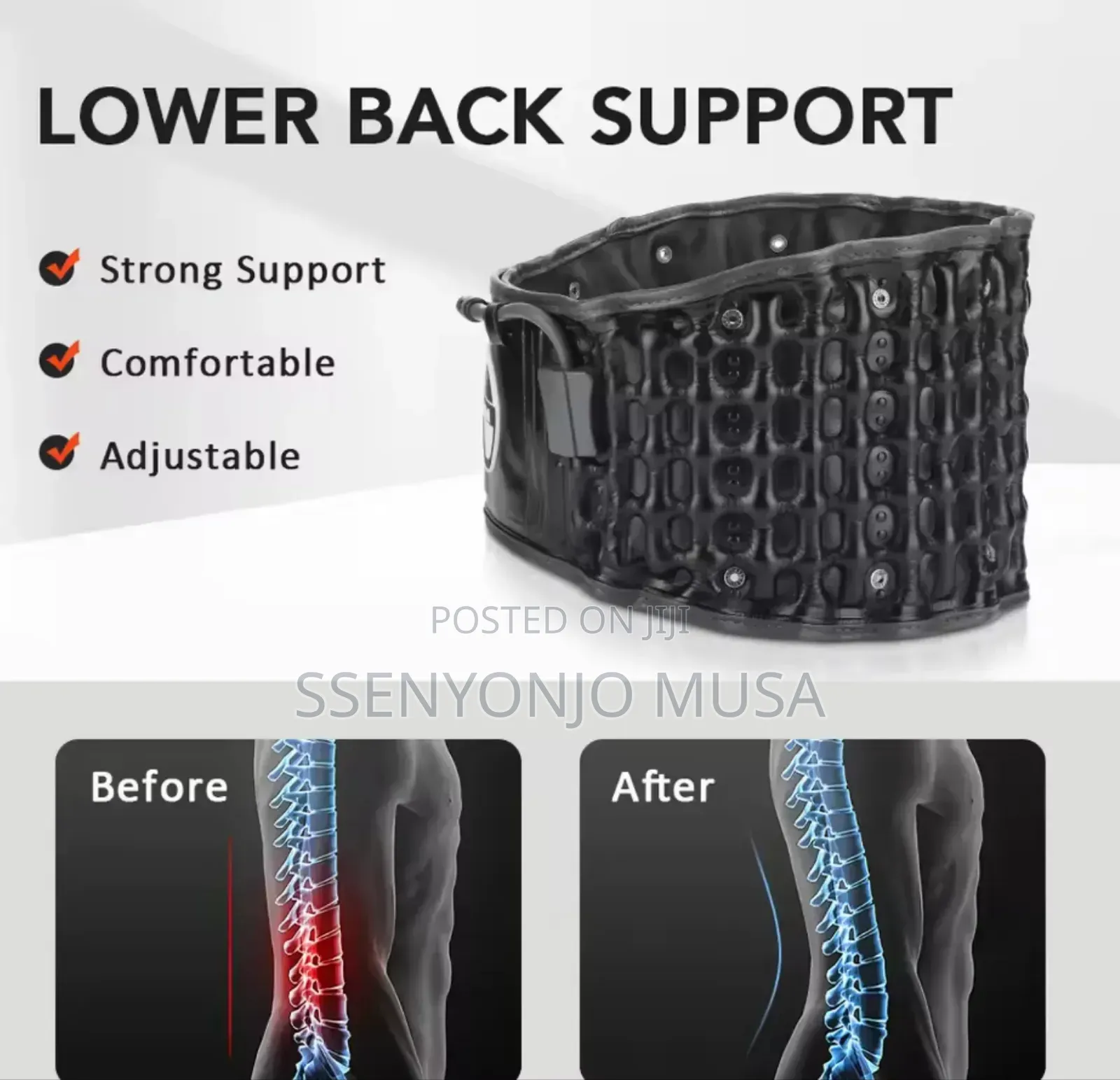 Inflatable Lumbar Support Belt With Air Pump – Adjustable Back Pain